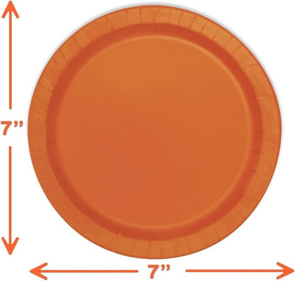 Heavy Duty Orange Party Bundle Paper 9" Dinner plate, 7" Dessert Plates And Napkins, 56 Piece Disposable Paper Party Plate Set