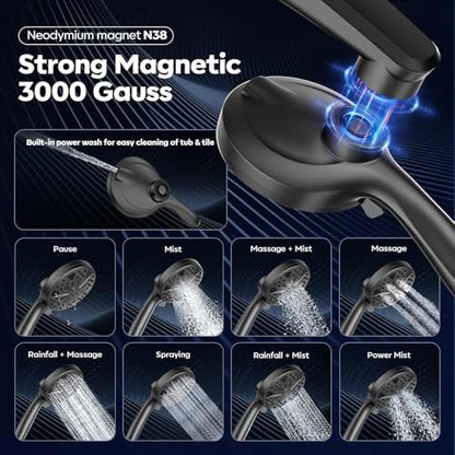12-Inch High Pressure Rain Shower Head with Handheld Spray Combo, Magnetic