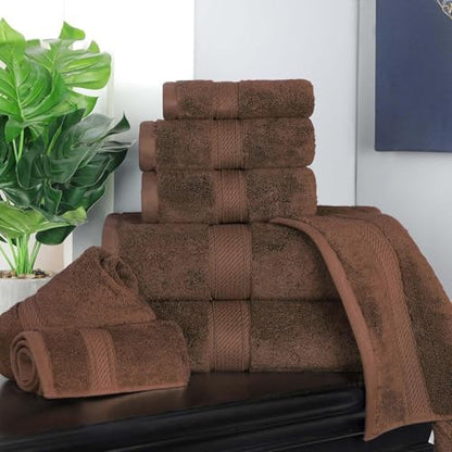 SUPERIOR Egyptian Cotton Ultra Plush & Absorbent, 8 Piece Set, Chocolate