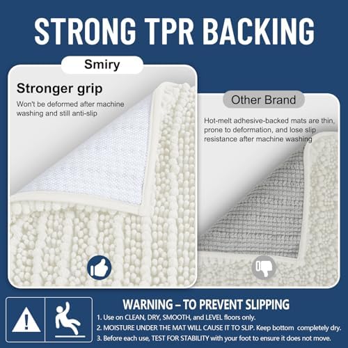 Smiry Bathroom Rugs 44X24, Extra Soft Rubber Backing Chenille Bath Mats