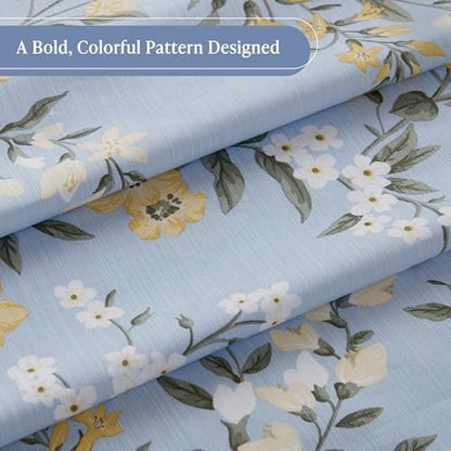 Martha Stewart Meadow Floral Shower Curtain for Bathroom, 72 x 72, Blue