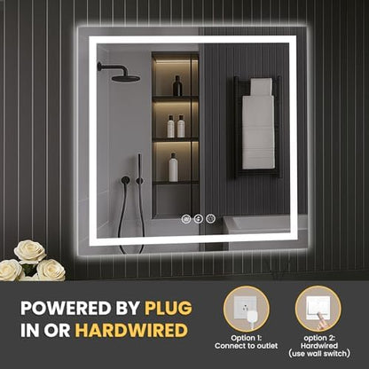 LOAAO 30"X30" LED Bathroom Mirror with Lights, UL Listed