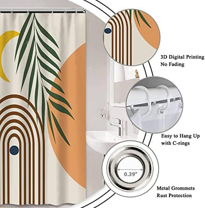AWERT Small Half Size Stall Shower Curtain with 6 Hooks Shower Stall Curtain 36 x 72 Boho 36 inch Shower Curtain for Bathroom/RV and Camper (Boho)