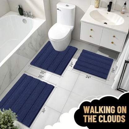 OLANLY Thick Bathroom Rugs 36x24, Chenille Bath Rugs, Twilight Sapphire