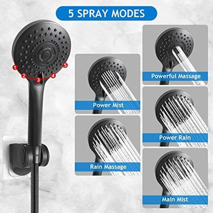 Black Shower Head Combo,10 Inch High Pressure Rain with 11" Extension Arm