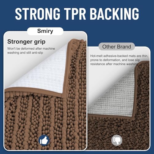 Smiry Bathroom Rugs 59X24, Extra Soft Rubber Backing Chenille Bath Mats