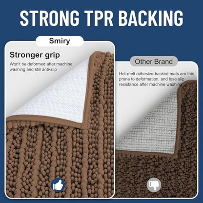 Smiry Bathroom Rugs 34X21, Extra Soft Rubber Backing Chenille Bath Mats