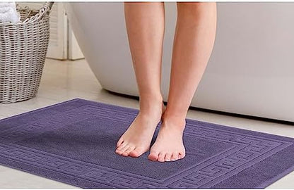 Superior Hotel & Spa Quality Bath Mat Set of 2, Made of Long-Staple Combed Cotton, Durable and Washable 100% Cotton Bathroom Mat 2-Pack, Royal Purple, 22" x 35"