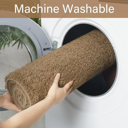 LOCHAS Bathroom Rug Runner 24x70 Inch, Bath Rugs Non Slip, Light Brown