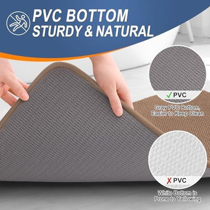OLANLY Memory Foam Bathroom Runner Rugs 44x24, Absorbent Long Mat, Mocha