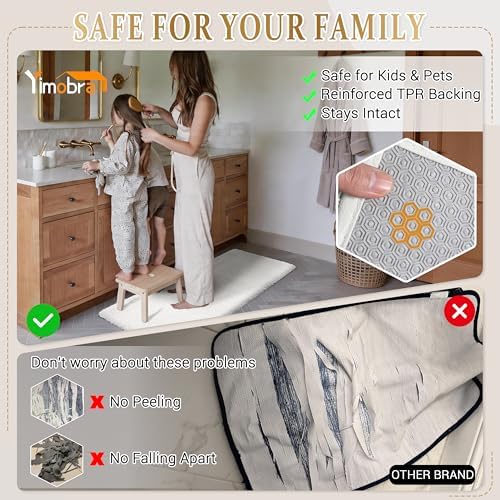 Yimobra Bath Rugs for Bathroom 32X20, Ultra Soft and Water Absorbent Bath Mats, Non Slip Plush Shower Mat Outside, Microfiber Thick Matts for Bathroom Floor/Tub, Machine Washable, Off White