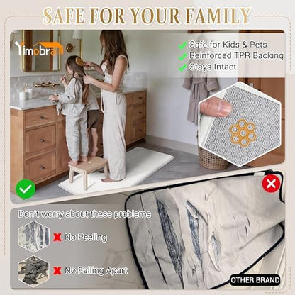 Yimobra Bath Rugs for Bathroom 32X20, Ultra Soft and Water Absorbent Bath Mats, Non Slip Plush Shower Mat Outside, Microfiber Thick Matts for Bathroom Floor/Tub, Machine Washable, Off White