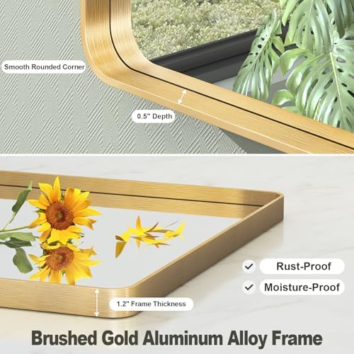 40x30 Inch Gold Framed Bathroom Mirror