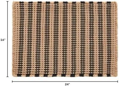 TYUU Waffle Bath Mat, Small Boho Bathroom Rugs Non Slip 24x16 Black & Khaki