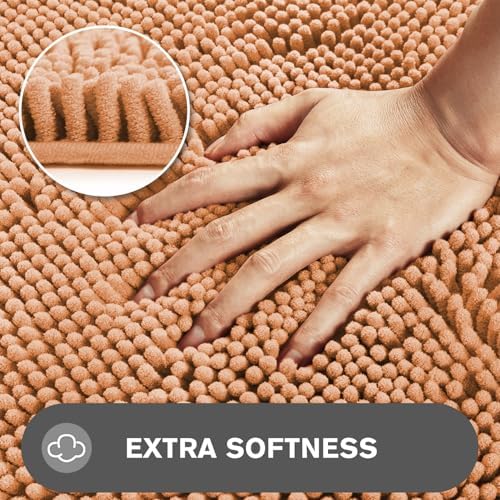 Bathroom Runner Rug 24 x 72 Non Slip – Extra Long Bath Mat | Absorbent and Washable Thick Chenille Runner Rug for Bathroom, Shower, Tub, Sink(Peach)