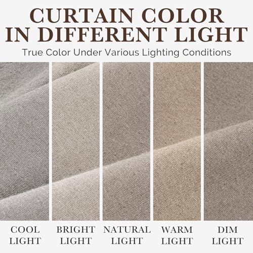 Linen Shower Curtain Boho Taupe Shower Curtain with Tassels 72"W x 72"L