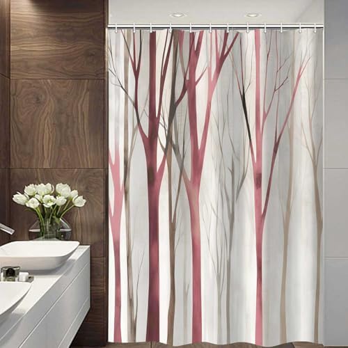 Birch Forest Abstract Shower Curtain Farmhouse Bathroom Decor 47X64 Inch