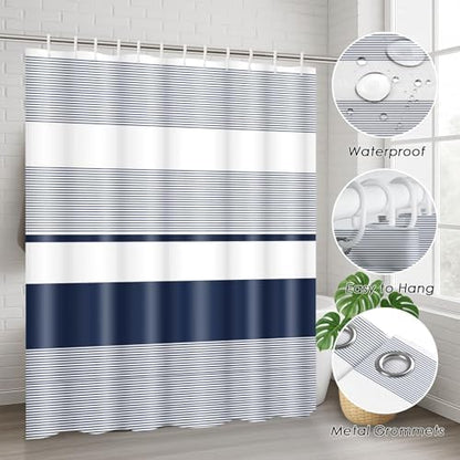 Bathroom Sets with Shower Curtain and Rug 4 Pcs Abstract Navy Blue
