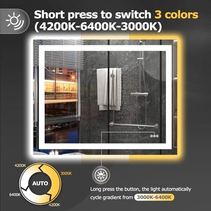 Hivone 40"X32" LED Bathroom Mirror with Lights, UL Listed