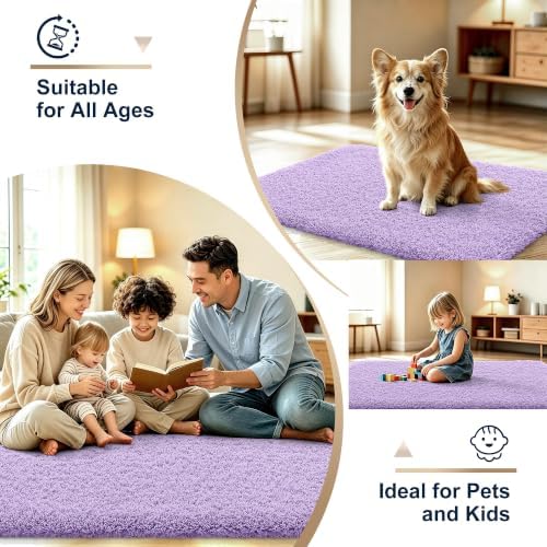 OLANLY Microfiber Bathroom Runner Rugs 47x24, Ultra Soft Bath Mat, Lavender