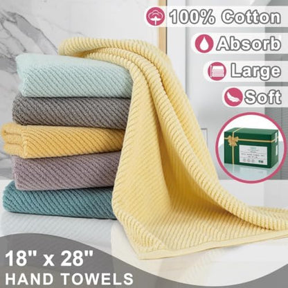 VOOVA & MOVAS Bathroom Hand Towels 4PC, 100% Cotton, 18x28 in, Pink
