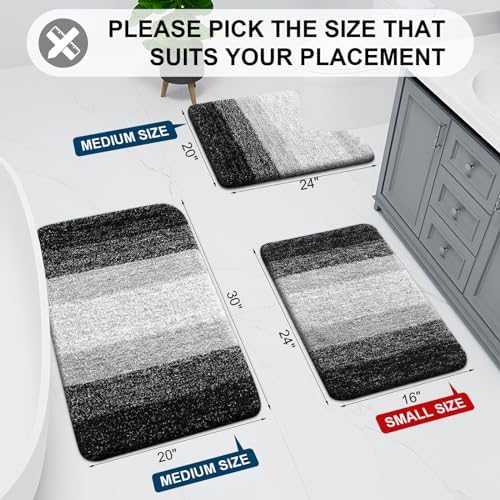 Arotive Microfiber Bathroom Rugs, Shaggy Soft Absorbent Bath Rug, 47x17