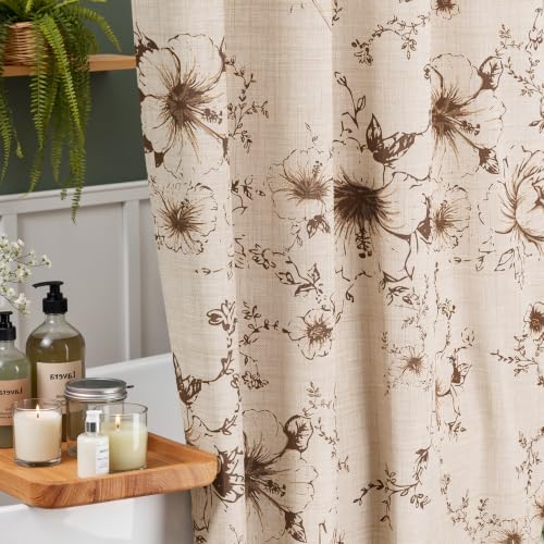Vintage Floral Shower Curtain with 12 Clear Rings - 72" W x 72" L