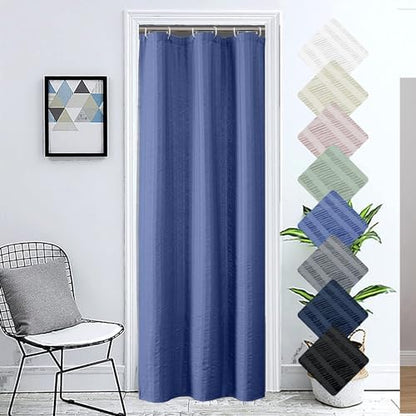 Aiyufeng Royal Blue Stall Fabric Shower Curtain - Soft & Lightweight Small Shower Curtain with Texture for Narrow Stall Size, Machine Washable - 36x72, Blue