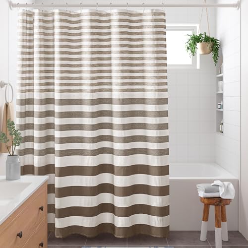 Madison Park Long Shower Curtain for Bathroom, Taupe Ombre, 72" x 78"