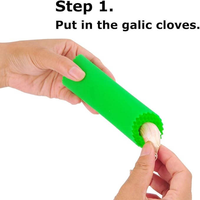 2 Set Peeler Silicone Easy Roll Tube Useful Garlic Odorfree Kitchen Tool (Yellow,Green)