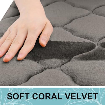 OLANLY Memory Foam Bath Mat Rug 44x24, Ultra Soft Bathroom Rugs, Taupe