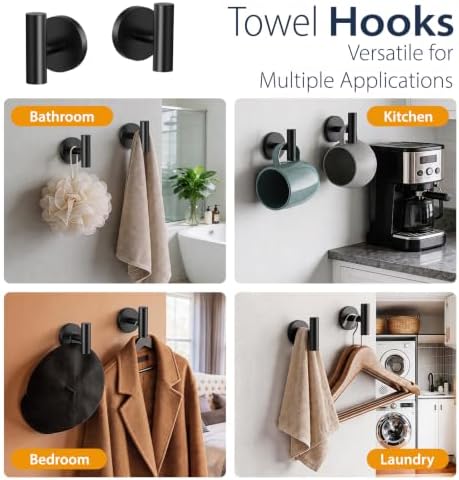 5-Piece Matte Black Bathroom Towel Bar Set,24" Bathroom Hardware Kit