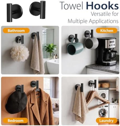 5-Piece Matte Black Bathroom Towel Bar Set,24" Bathroom Hardware Kit