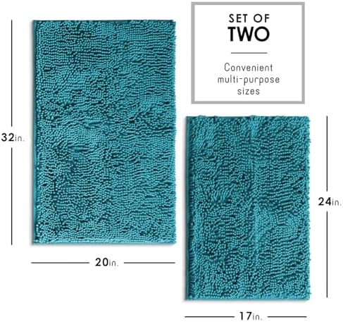 Hearth & Harbor Bathroom Rugs, Chenille Bath Mat - Machine Washable Bath Mats for Bathroom Non-Slip Backing Rubber, Quick Dry Bathroom Mat