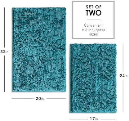 Hearth & Harbor Bathroom Rugs, Chenille Bath Mat - Machine Washable Bath Mats for Bathroom Non-Slip Backing Rubber, Quick Dry Bathroom Mat