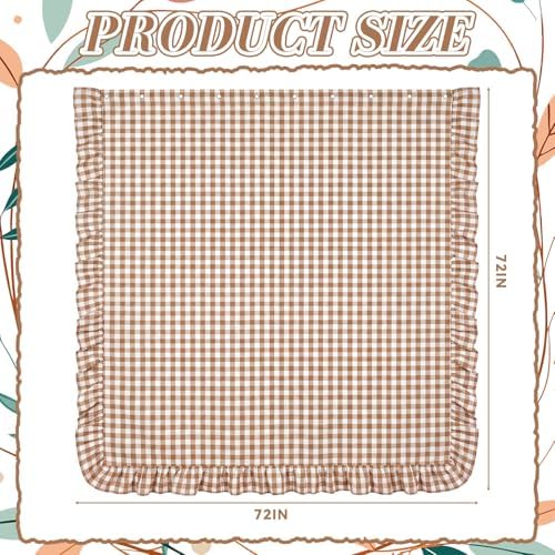 HunnmingRe Ruffled Gingham Shower Curtain Taupe