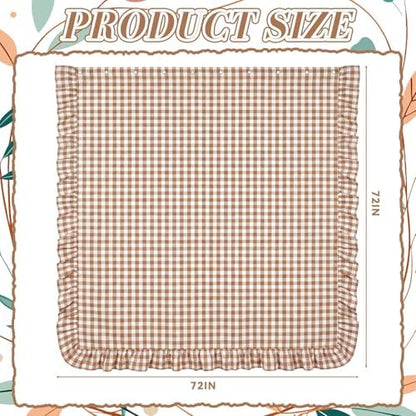 HunnmingRe Ruffled Gingham Shower Curtain Taupe