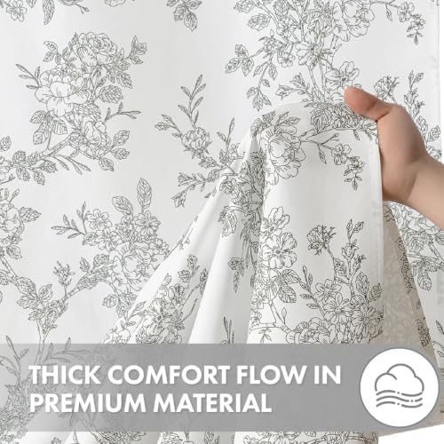 Grey Floral Shower Curtain W72*L72 Inches Long