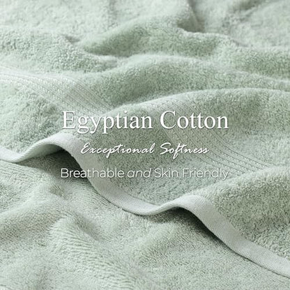 Superior Egyptian Cotton 9-Piece Towel Set, Assorted Towels for Home Bathroom, Guest Bath Decor Essentials, Includes 3 Bath, 3 Hand, 3 Face Towels/Washcloths, Quick Dry, Absorbent - Sage