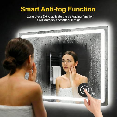 LED Bathroom Mirror with Lights, 30"x40" Lighted Vanity Mirror for Wall
