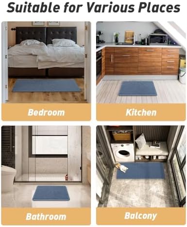 Blue, Quick Dry Washable Bathroom Rugs, Extra Soft Decorative Bath Rugs for Bathroom Floor, Beside Tub and Shower