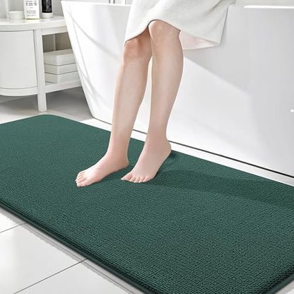 OLANLY Memory Foam Bathroom Runner Rugs 70x24, Long Mats, Blackish Green