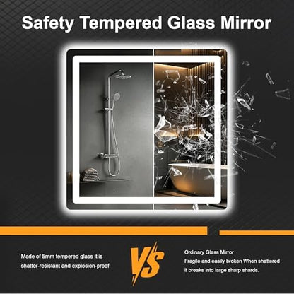 TRAHOME LED Bathroom Vanity Mirror with Lights, 30"x30" Lighted Wall Mirror