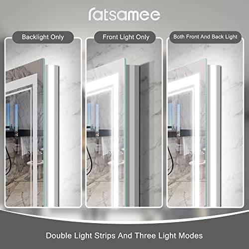 Ratsamee 110"x40" LED Bathroom Mirror with Lights, Backlit + Front Lit