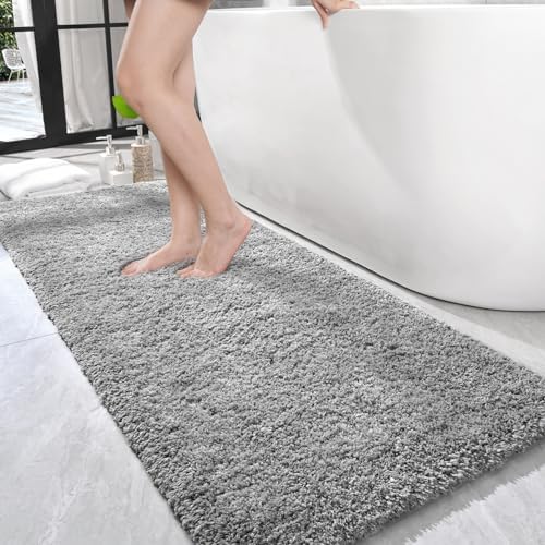 LOCHAS Bathroom Rug Runner 24x70 Inch, Bath Rugs Non Slip, Grey