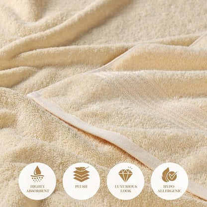 Superior Egyptian Cotton Bath Towel Set, Home Bathroom Towels, Master, Guest Bath, Decor Essentials, Quick Dry, Absorbent, Large Body Towels, Spa, Hotel, Resort, Adult, Kids, Set of 2, Canary