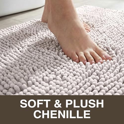 Neater Home Plush Bathroom Rugs 36x24 Thick Chenille Quick Dry Microfiber Absorbent Bath Mat, Soft Bath Rugs, Machine Washable Bathroom Floor Mat for Tub Shower Sink, Home Decor Accessories, Gray