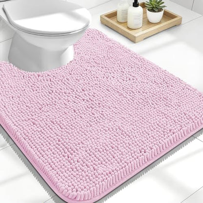 OLANLY Toilet Rugs U-Shaped 24x20, Soft Absorbent Chenille Contour Rugs
