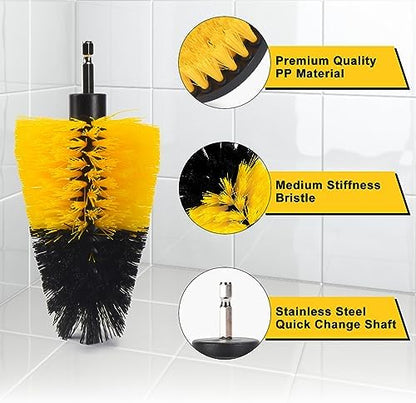 18 Pack Drill Brush Attachment Set, Power Cleaning Scrub Brushes for Drill, Extend Long Attachment, All Purpose for Car Detailing, Bathroom, Carpet, Tile Grout, Sinks, Corners