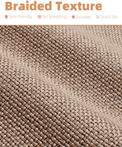 PADOOR Non-Slip Bath-Mats for Bathroom, Rubber-Backing Braided Absorbent Bathroom Mat Machine Washable Thin Bathroom Rugs Fit Under Door Quick Dry Bath Rugs for Floor, 24''x47'' Beige